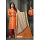 Orange Embroidered Designer Churidar Salwar Suit