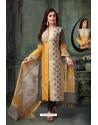 Yellow Embroidered Designer Churidar Salwar Suit