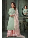 Sea Green Embroidered Designer Palazzo Salwar Suit