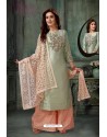 Grayish Green Embroidered Designer Palazzo Salwar Suit