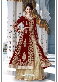 Maroon Heavy Embroidered Georgette Designer Anarkali Suit