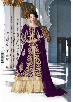 Purple Heavy Embroidered Georgette Designer Anarkali Suit