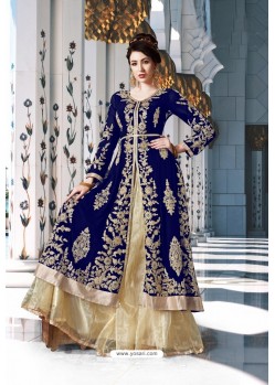 Royal Blue Heavy Embroidered Georgette Designer Anarkali Suit