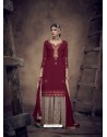 Maroon Designer Faux Georgette Palazzo Salwar Suit