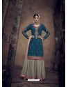 Teal Blue Designer Faux Georgette Palazzo Salwar Suit