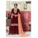 Maroon Designer Embroidered Georgette Sharara Salwar Suit