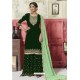 Forest Green Designer Embroidered Georgette Sharara Salwar Suit