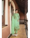 Sea Green Designer Embroidered Satin Georgette Straight Salwar Suits