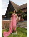 Pink Designer Embroidered Satin Georgette Straight Salwar Suits