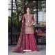 Rose Red Designer Party Wear Lakhnavi Sharara Salwar Suit