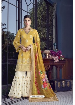 Yellow Designer Party Wear Lakhnavi Sharara Salwar Suit