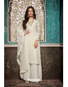 White Embroidered Designer Party Wear Palazzo Salwar Suit
