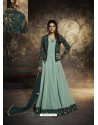 Grayish Green Latest Embroidered Designer Gown Style Anarkali Suit