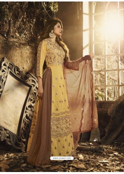 Yellow Latest Embroidered Designer Gown Style Anarkali Suit