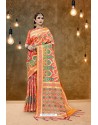 Elegant Orange Banarasi Art Silk Jacquard Worked Saree