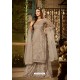 Taupe Heavy Net Embroidered Designer Palazzo Suits