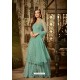 Sky Blue Heavy Net Embroidered Designer Palazzo Suits