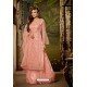 Peach Heavy Net Embroidered Designer Palazzo Suits