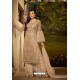 Beige Heavy Net Embroidered Designer Palazzo Suits