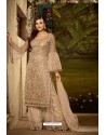 Beige Heavy Net Embroidered Designer Palazzo Suits