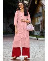 Pink Heavy Party Wear Readymade Cotton Kurti With Palazzo