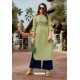 Green Heavy Party Wear Readymade Cotton Kurti With Palazzo