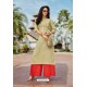 Olive Green Heavy Party Wear Readymade Cotton Kurti With Palazzo