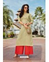 Olive Green Heavy Party Wear Readymade Cotton Kurti With Palazzo