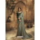 Grayish Green Designer Party Wear Zari Embroidered Sari