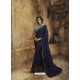 Navy Blue Designer Party Wear Zari Embroidered Sari