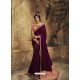 Deep Wine Designer Party Wear Zari Embroidered Sari