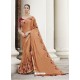 Rust Heavy Embroidered Designer Party Wear Sari