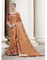 Rust Heavy Embroidered Designer Party Wear Sari