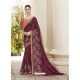 Maroon Heavy Embroidered Designer Party Wear Sari