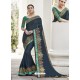 Navy Blue Heavy Embroidered Designer Party Wear Sari