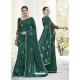 Dark Green Heavy Embroidered Designer Party Wear Sari