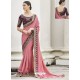 Pink Heavy Embroidered Designer Party Wear Sari