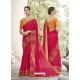 Rose Red Heavy Embroidered Designer Party Wear Sari