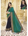 Navy Blue Designer Party Wear Fancy Satin Georgette Sari