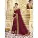 Maroon Designer Party Wear Fancy Satin Georgette Sari