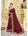 Maroon Designer Party Wear Fancy Satin Georgette Sari