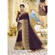 Purple Designer Party Wear Fancy Satin Georgette Sari