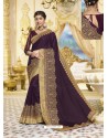 Purple Designer Party Wear Fancy Satin Georgette Sari