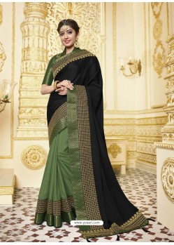 Black Designer Party Wear Fancy Satin Georgette Sari