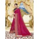Rose Red Designer Party Wear Fancy Satin Georgette Sari