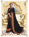 Black Designer Party Wear Fancy Satin Georgette Sari