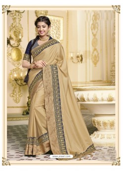 Gold Designer Party Wear Fancy Satin Georgette Sari