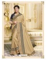 Gold Designer Party Wear Fancy Satin Georgette Sari