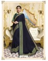 Navy Blue Designer Party Wear Fancy Satin Georgette Sari