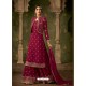 Rose Red Designer Party Wear Georgette Sharara Salwar Suit